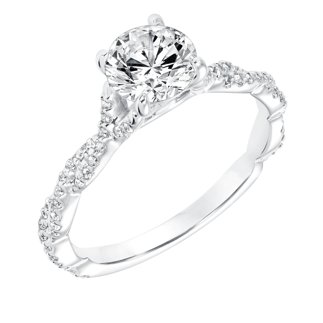 Diamond Prong Set Engagement Ring with Twisted Diamond Shank