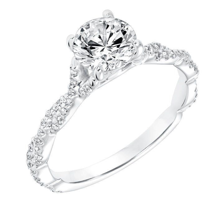 Diamond Prong Set Engagement Ring with Twisted Diamond Shank