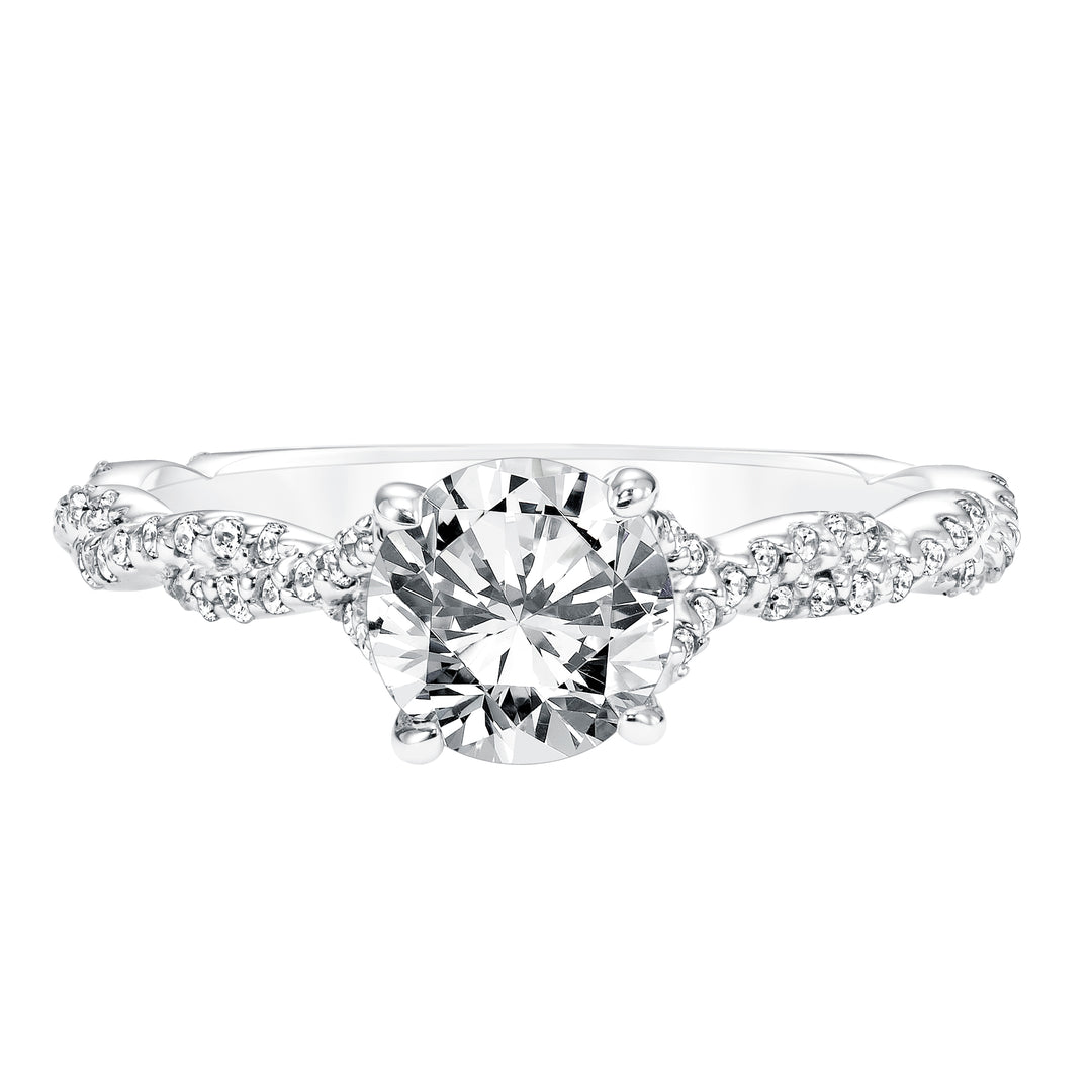Diamond Prong Set Engagement Ring with Twisted Diamond Shank