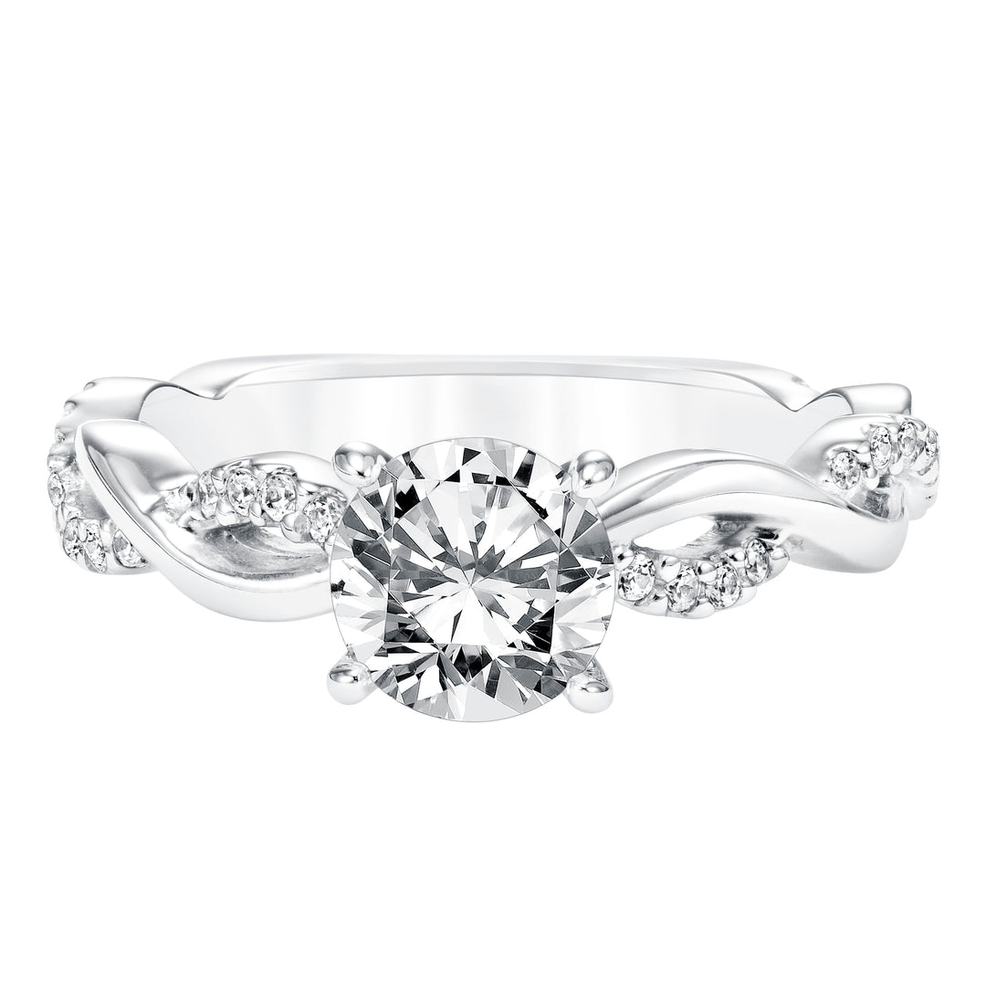 Diamond Prong Set Engagement Ring with Diamond  Twisted Shank