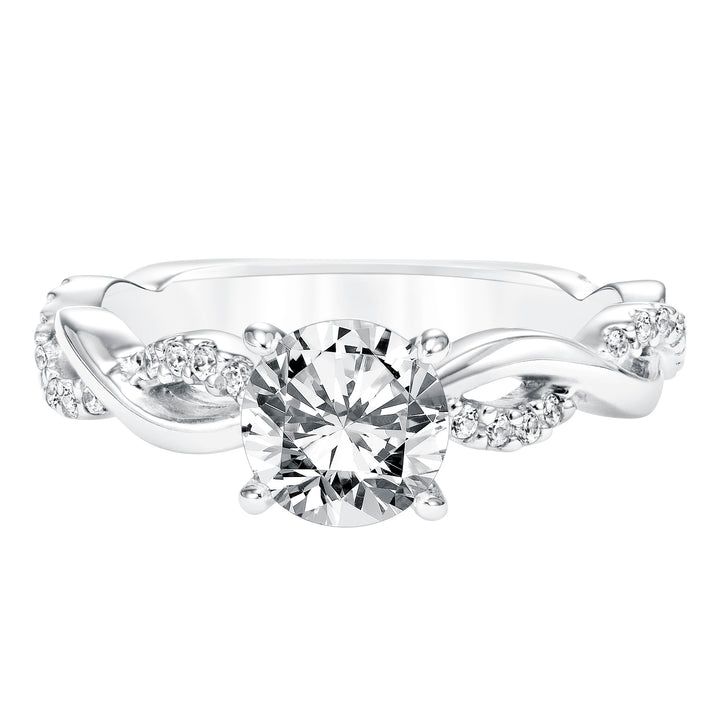 Diamond Prong Set Engagement Ring with Diamond  Twisted Shank