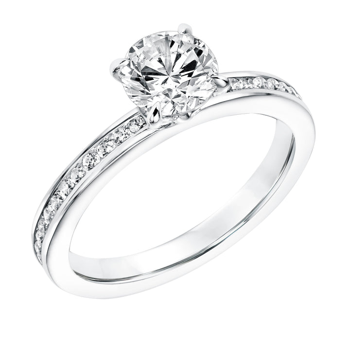 Diamond Engagement Ring with Channel Set Diamond Shank.  Center Stone is not included.