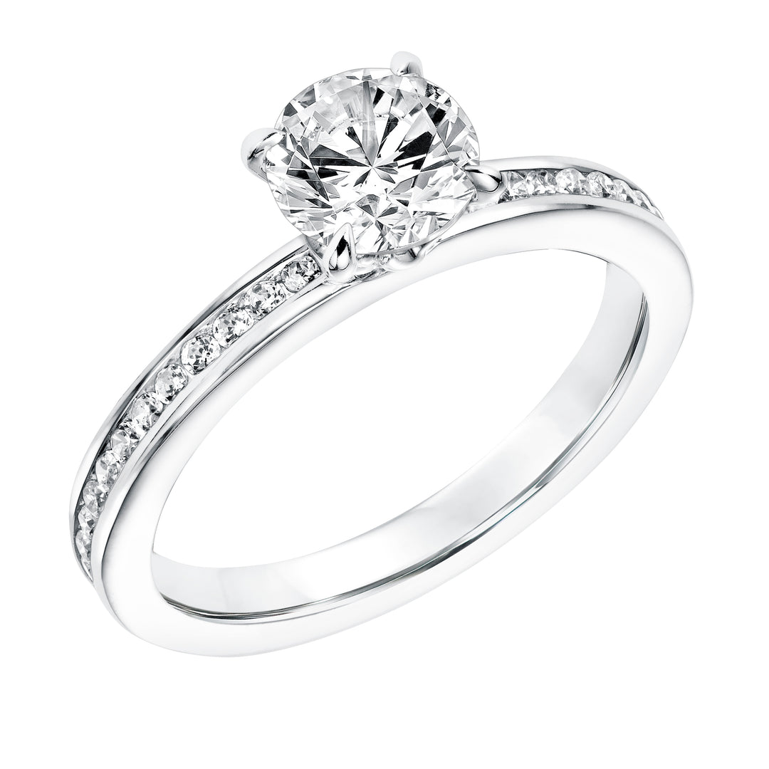 Diamond Engagement Ring with Channel Set Diamond Shank