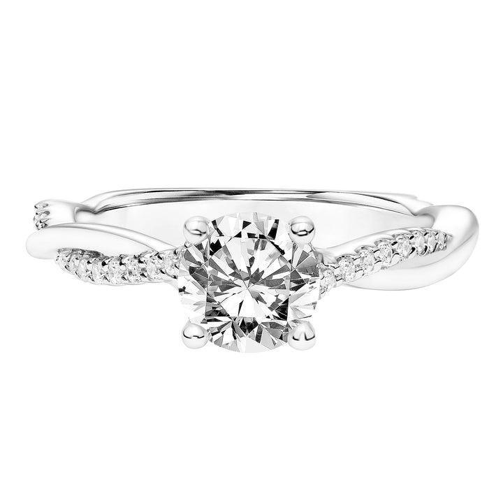 Diamond Prong Set Engagement Ring with Twisted Polished and Diamond Shank and Designed Gallery