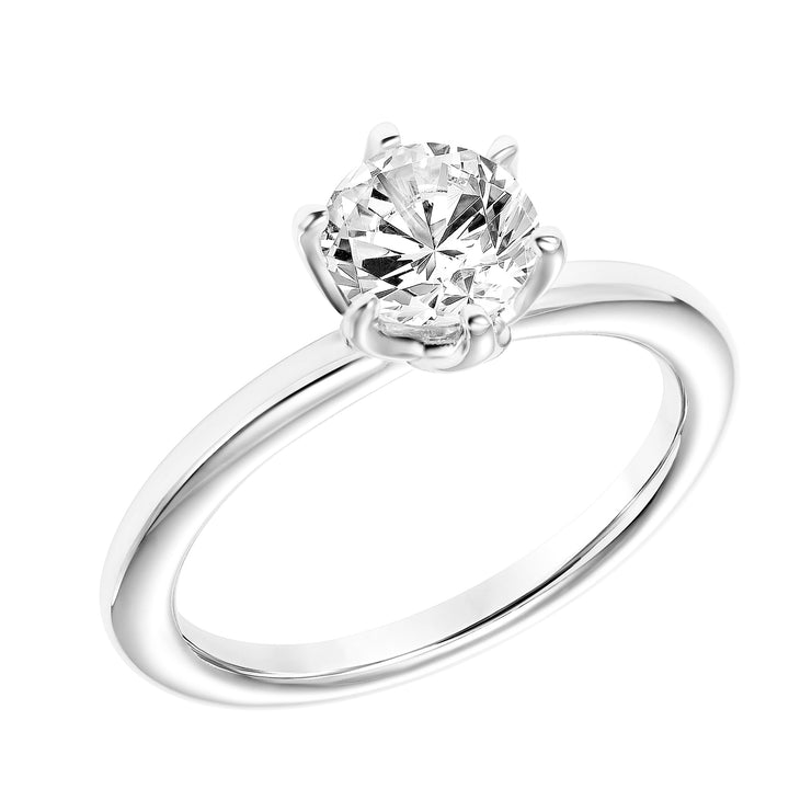 Diamond Solitaire Engagement Ring with Polished Shank.  Center Stone is not included.