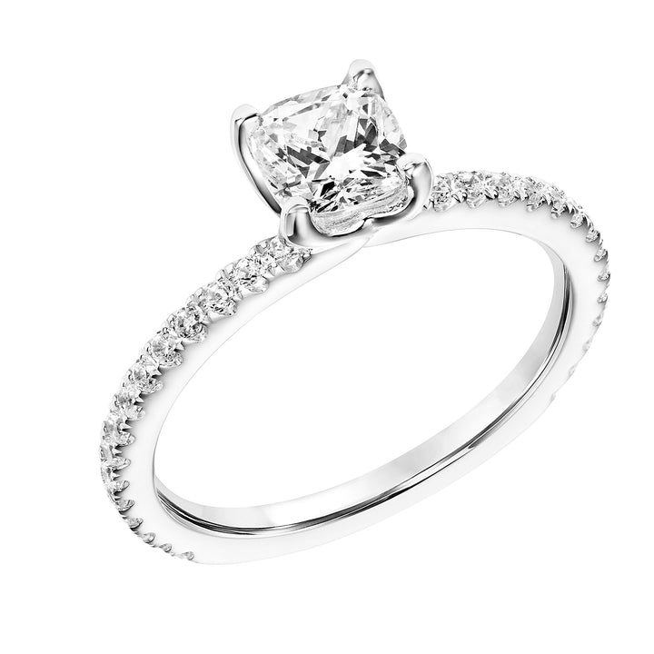 Diamond Prong Set Engagement Ring with Diamond Shank.  Center Stone is not included.