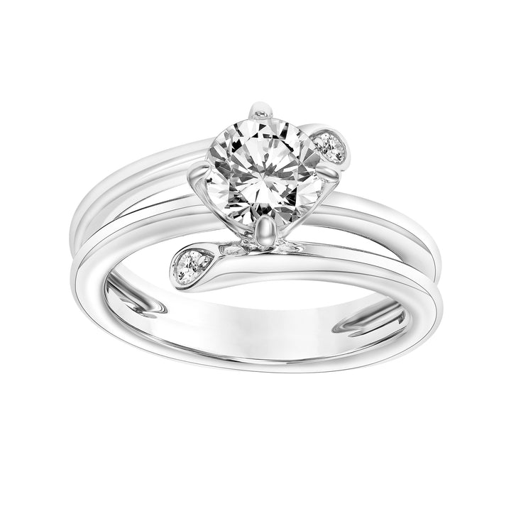 31-11083ERW-E.00 - Goldman - Wrap Polished Shank with Diamond Tips with East West Prong Set Diamond Center