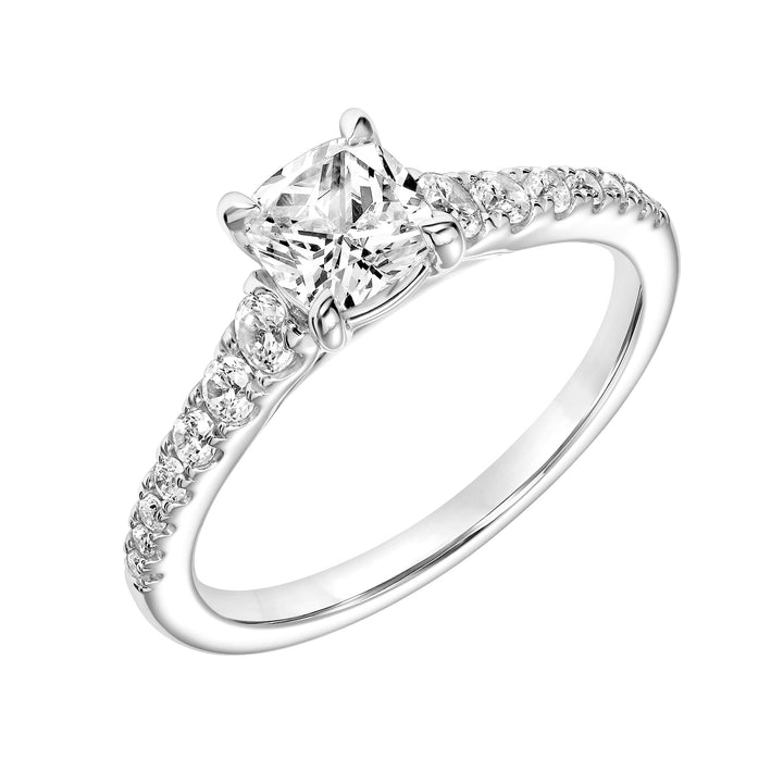 Classic Cathedral Setting Engagment Ring with Graduated Diamond Shank.  Center Stone is not included.