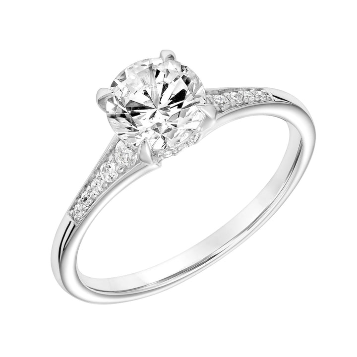 Diamond Engagement Ring with Graduated Diamond Tapered Shank