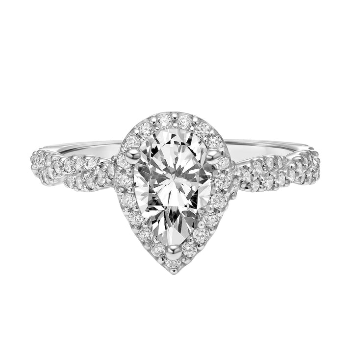 Contemporary Twist Halo Engagement Ring