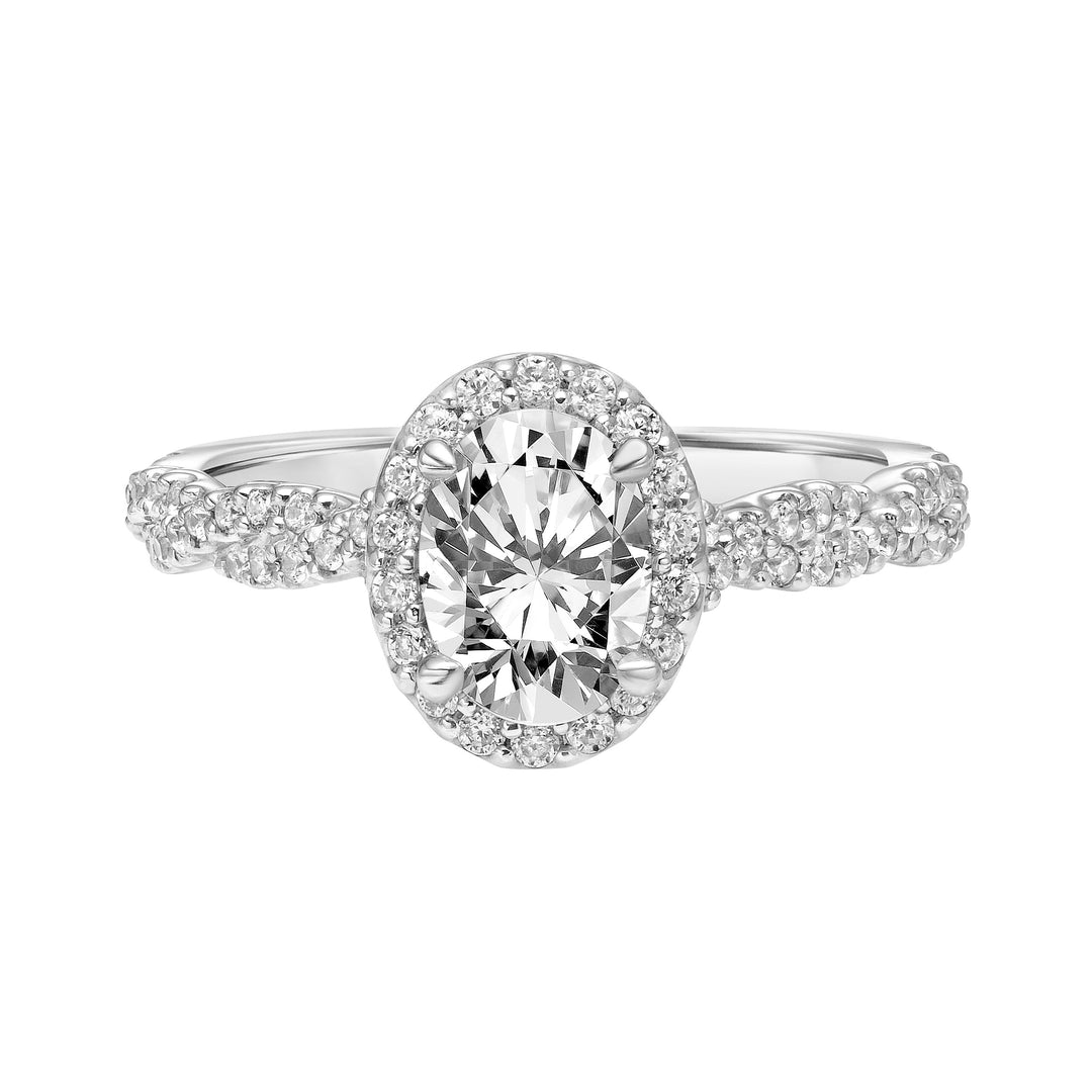 Contemporary Twist Halo Engagement Ring