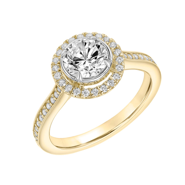 Contemporary Round Halo Diamond Engagement Ring.  Center Stone is not included.