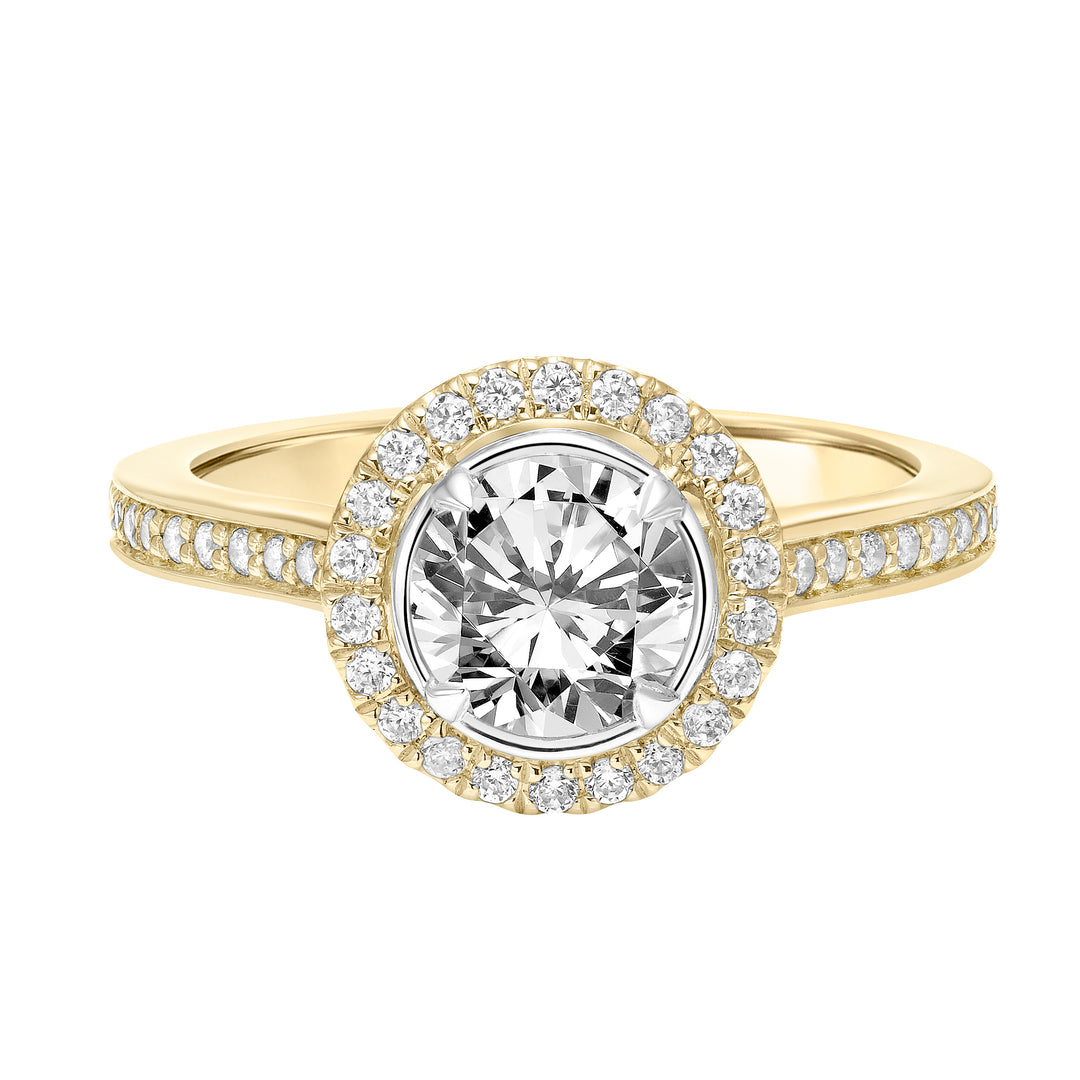 Contemporary Round Halo Diamond Engagement Ring