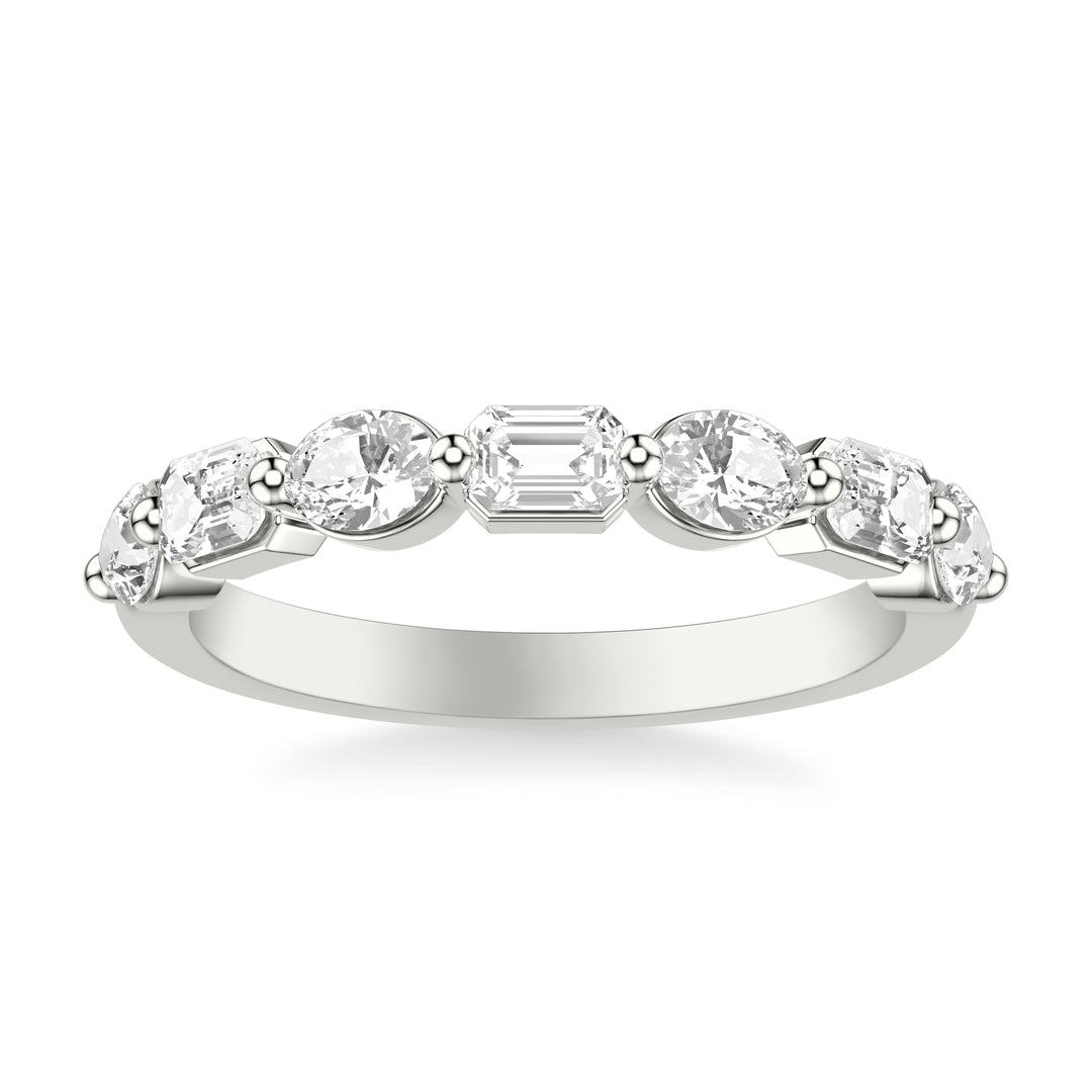 Contemporary Wedding Band with Mixed Fancy Oval and Emerald and Pear Diamonds