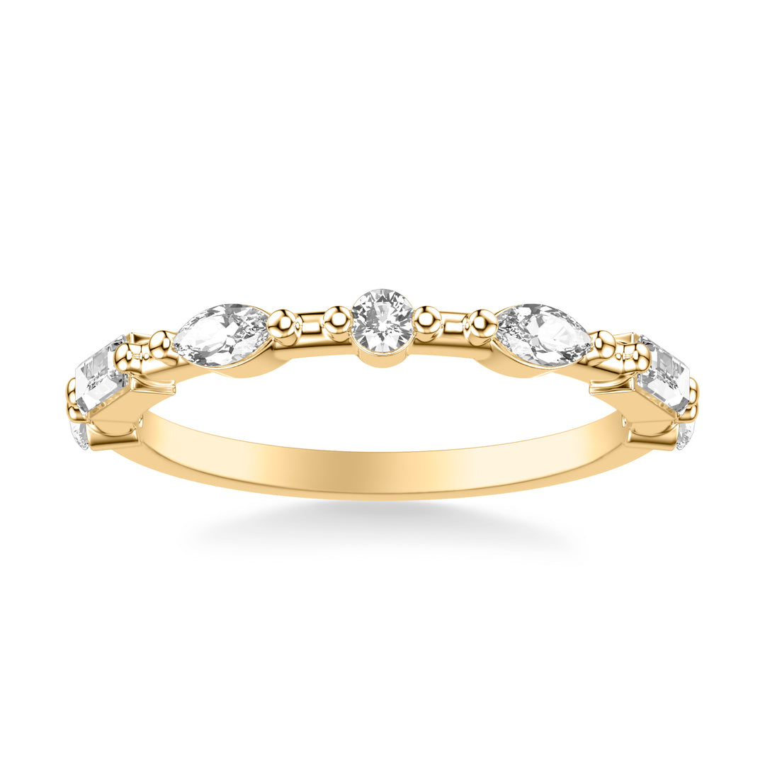 Contemporary Wedding Band with Mixed Fancy Marquise and Baguette and Round Diamonds