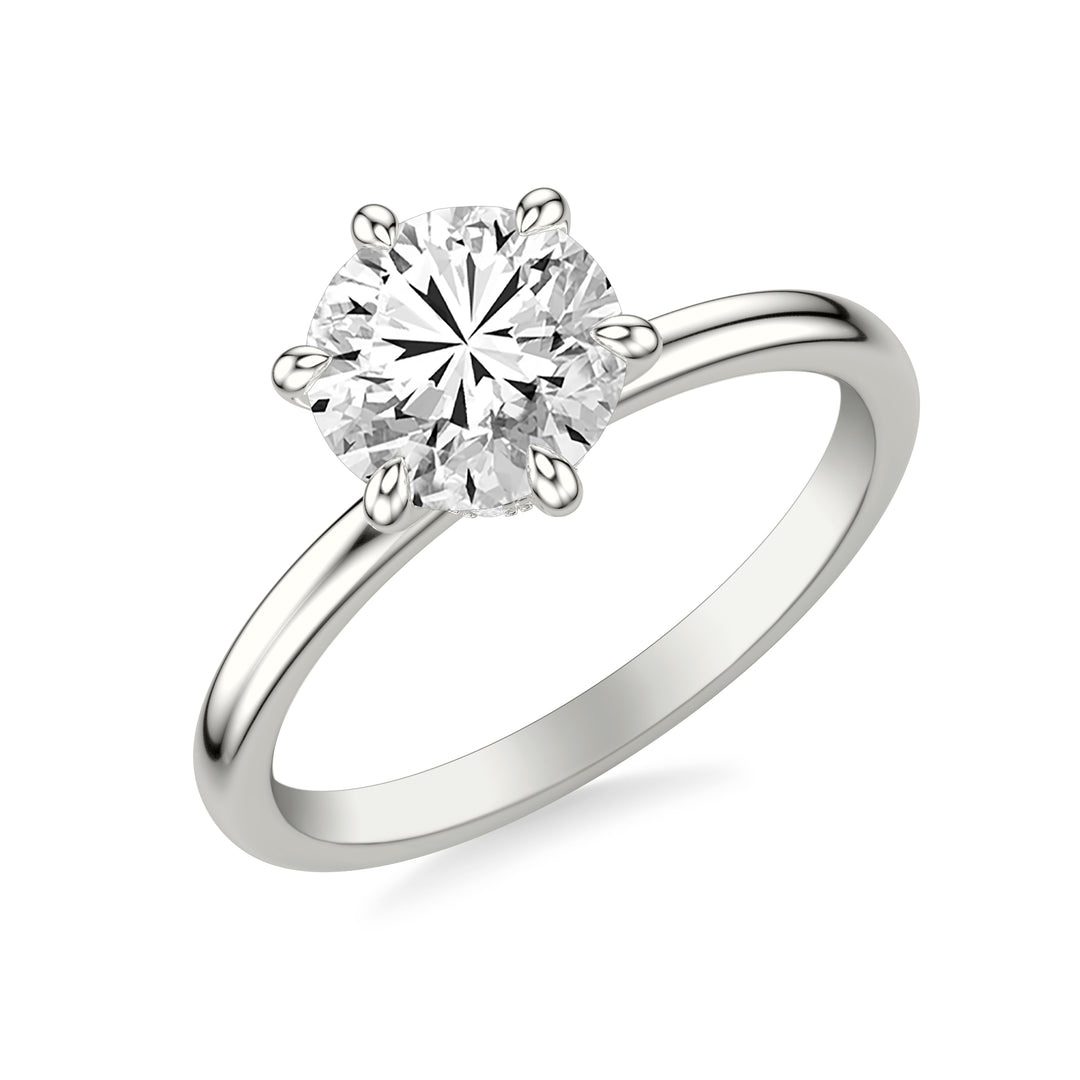 31-12235HRW-E.00 - Goldman - Classic Six Prong Solitaire Engagement Ring and Diamond Collar with Polished Shank