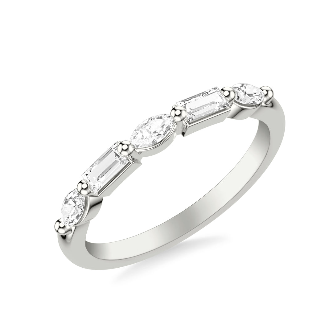 Contemporary Wedding Band with Mixed Fancy Baguette and Marquise Diamonds