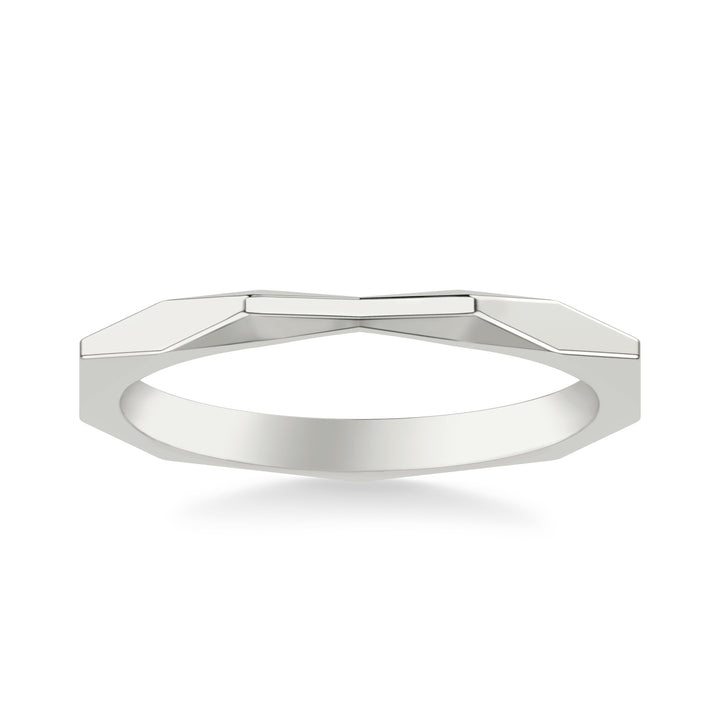 Contemporary Wedding Band with Geometric Faceted Band