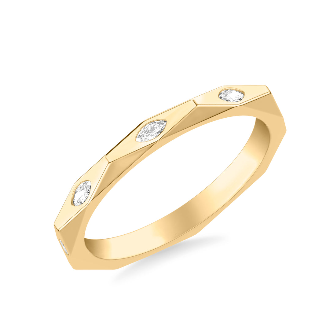 31-12262Y-L.00 - Goldman - Contemporary Wedding Band with Bezel Set Marquise Diamond and Geometric Faceted Band