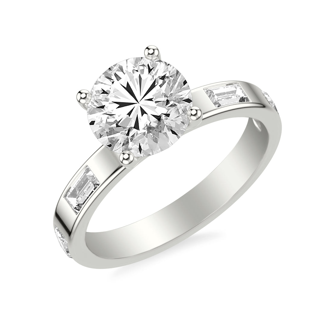 31-12265IRW-E.00 - Goldman - Contemporary Wide Band Engagement Ring with Bezel Set Distance Baguette East/West Diamond Polished Shank