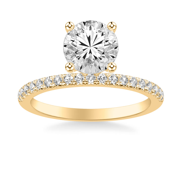 Contemporary Floating Diamond Engagement Ring with Diamond Shank