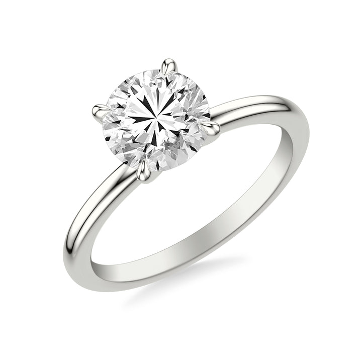 Classic Solitaire Engagement Ring with Claw Prongs and Polished Shank.  Center Stone is not included.