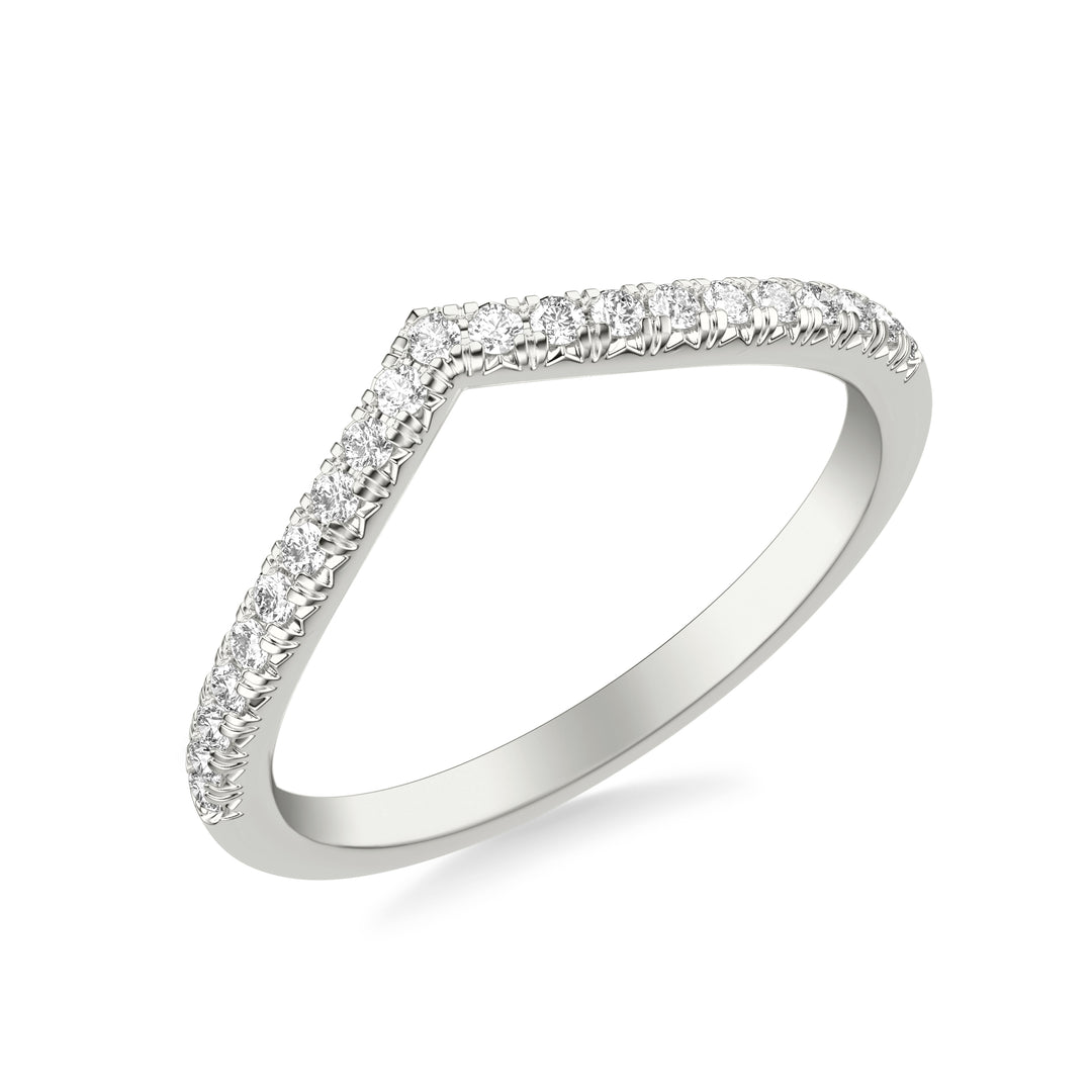 Classic V Curved Wedding Band with Round Diamonds