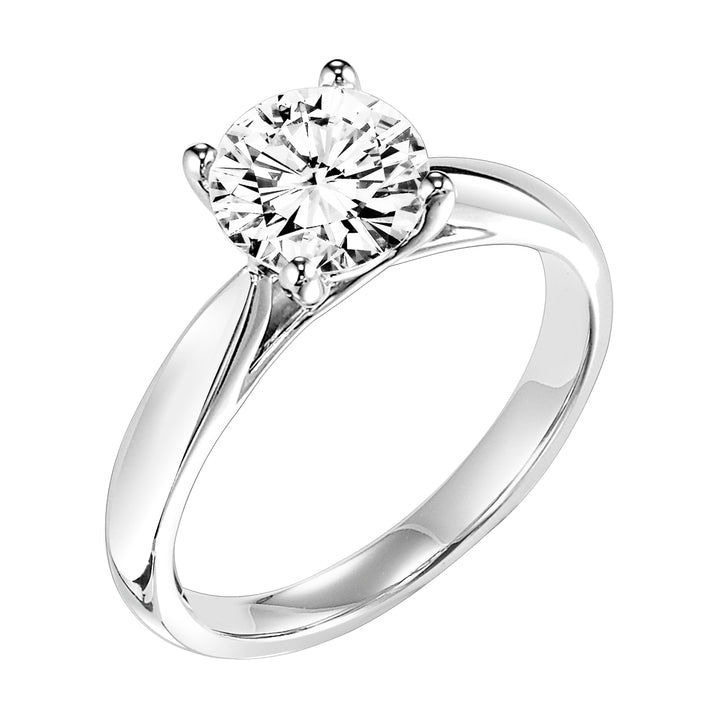 Classic Solitaire Engagement Ring with Trellis Setting and Polished Shank