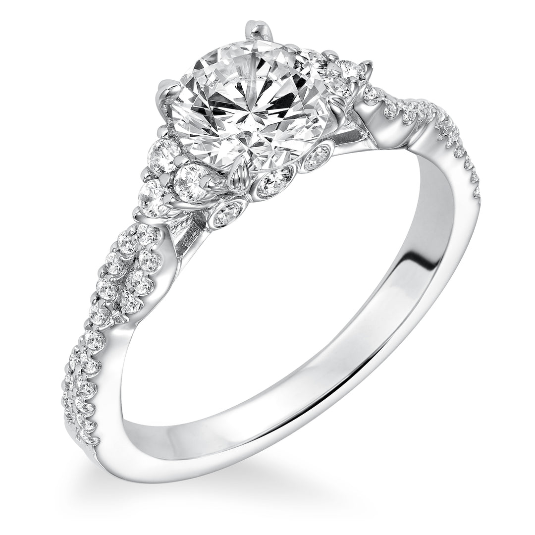 31-918ERW-E.00 - Goldman - Diamond prong set with diamond cluster and twisted shank engagement ring
