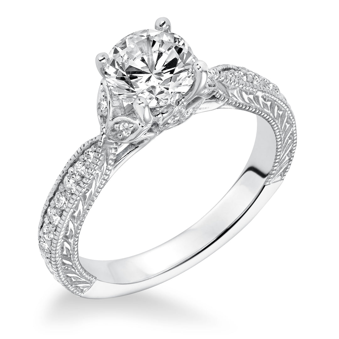 Engraved with Milgrain Engagement Ring