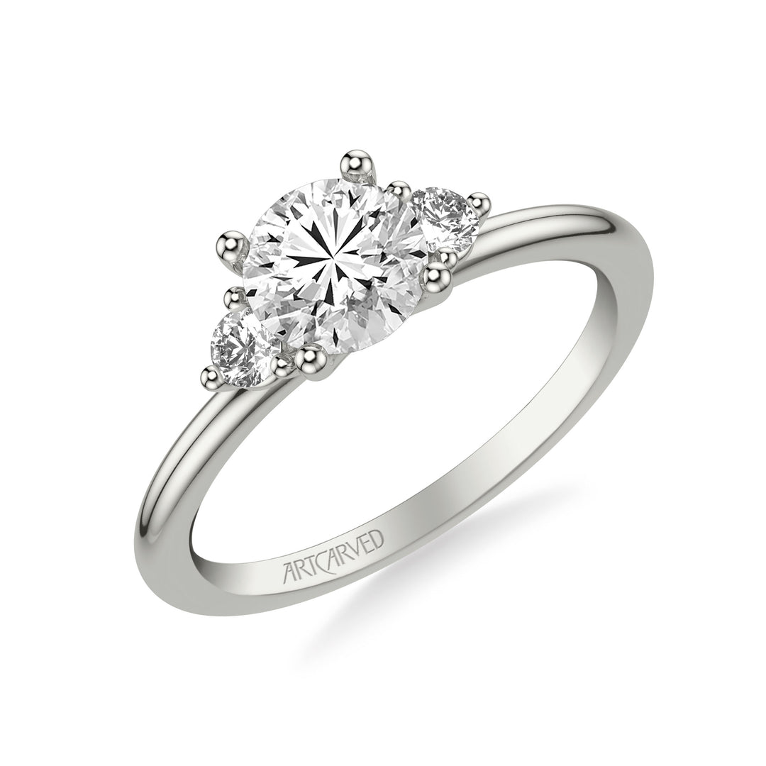 31-V1033ERW-E.01 - Goldman - Classic Three-Stone Engagement Ring with Round Side Stone Diamonds