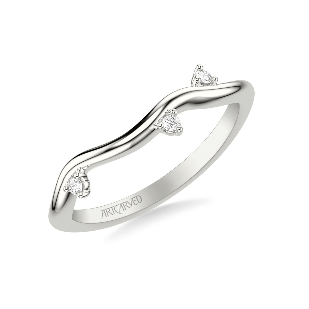 31-V1034W-L.00 - Goldman - Floral Curved Wedding Band with Round Floating Diamond Accents