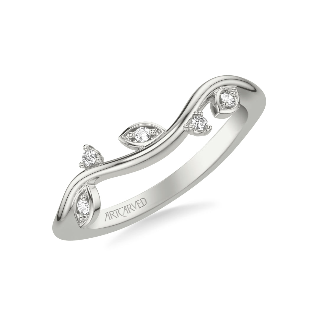 31-V1036W-L.00 - Goldman - Floral Curved Wedding Band with Diamond Petal Accents and Floating Diamonds
