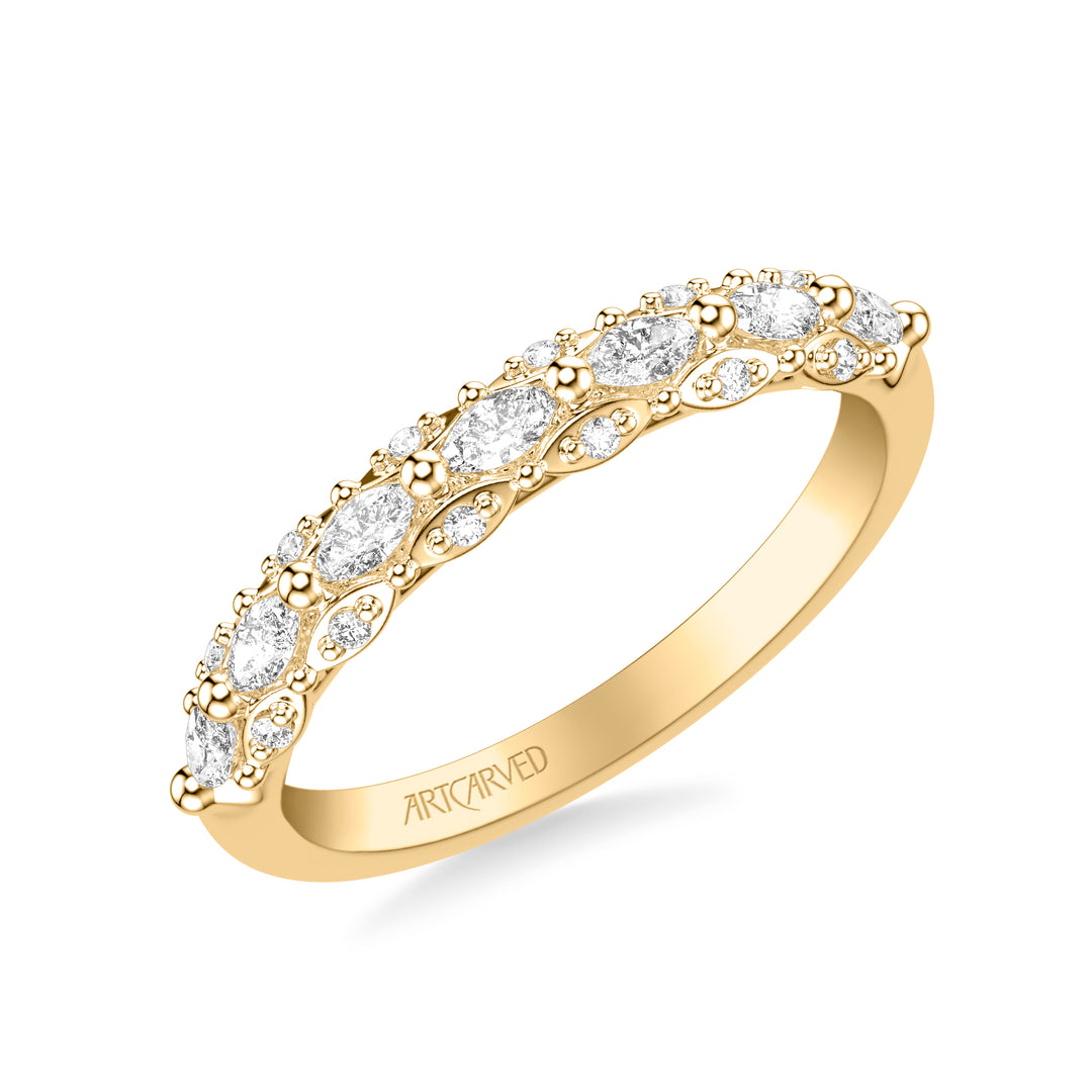31-V1078Y-L.00 - Goldman -  Classic Wedding Band with Triple Row Prong Set Round and Marquise Diamonds