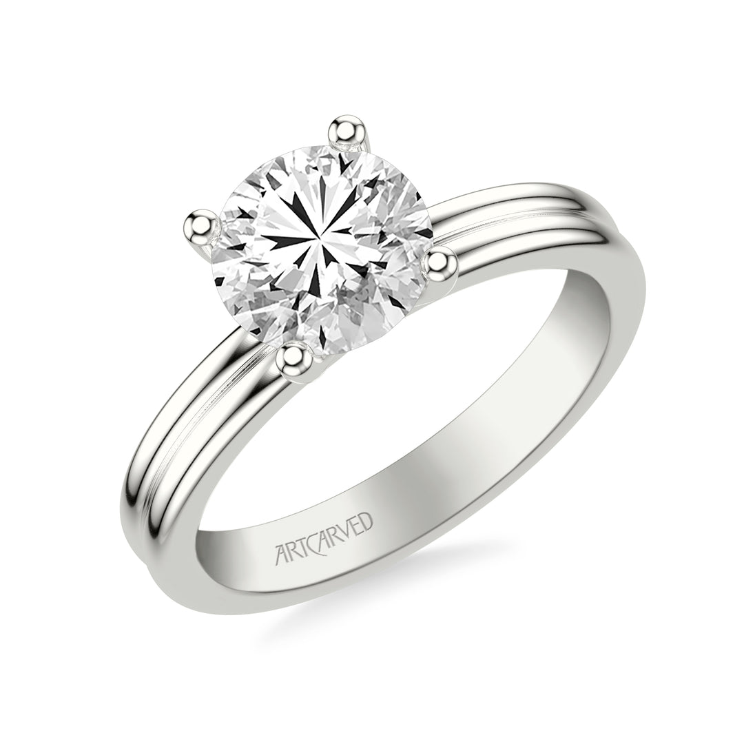31-V1086IRW-E.01 - Goldman -  Classic Solitaire Engagement Ring with Double Polished Shank