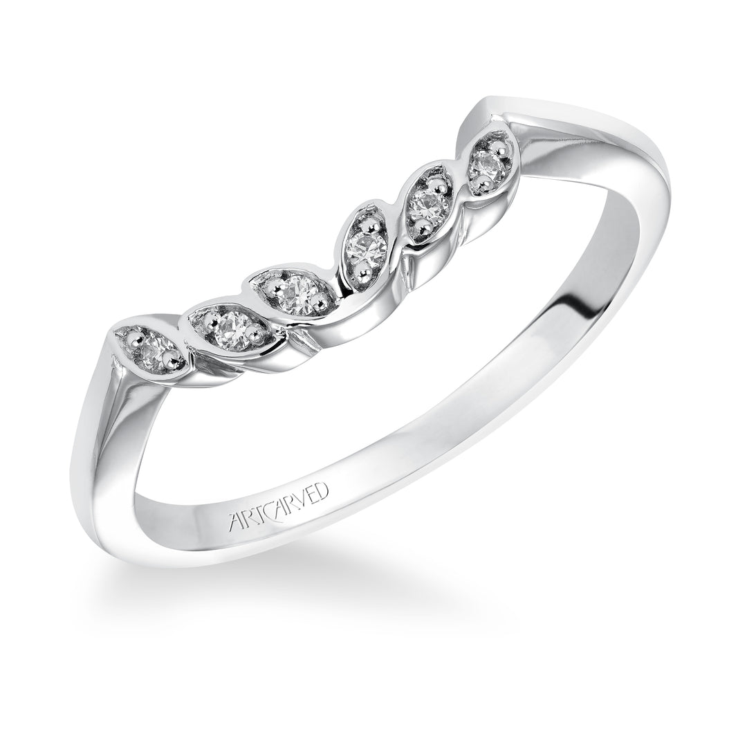 31-V317ERW-L.00 - Goldman - Floral Curved Wedding Band with Diamond Petal Accents