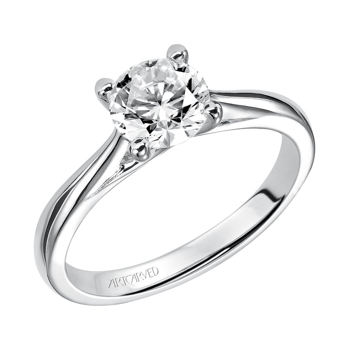 Classic Solitaire Engagement Ring with Polished Band.  Center Stone is not included.