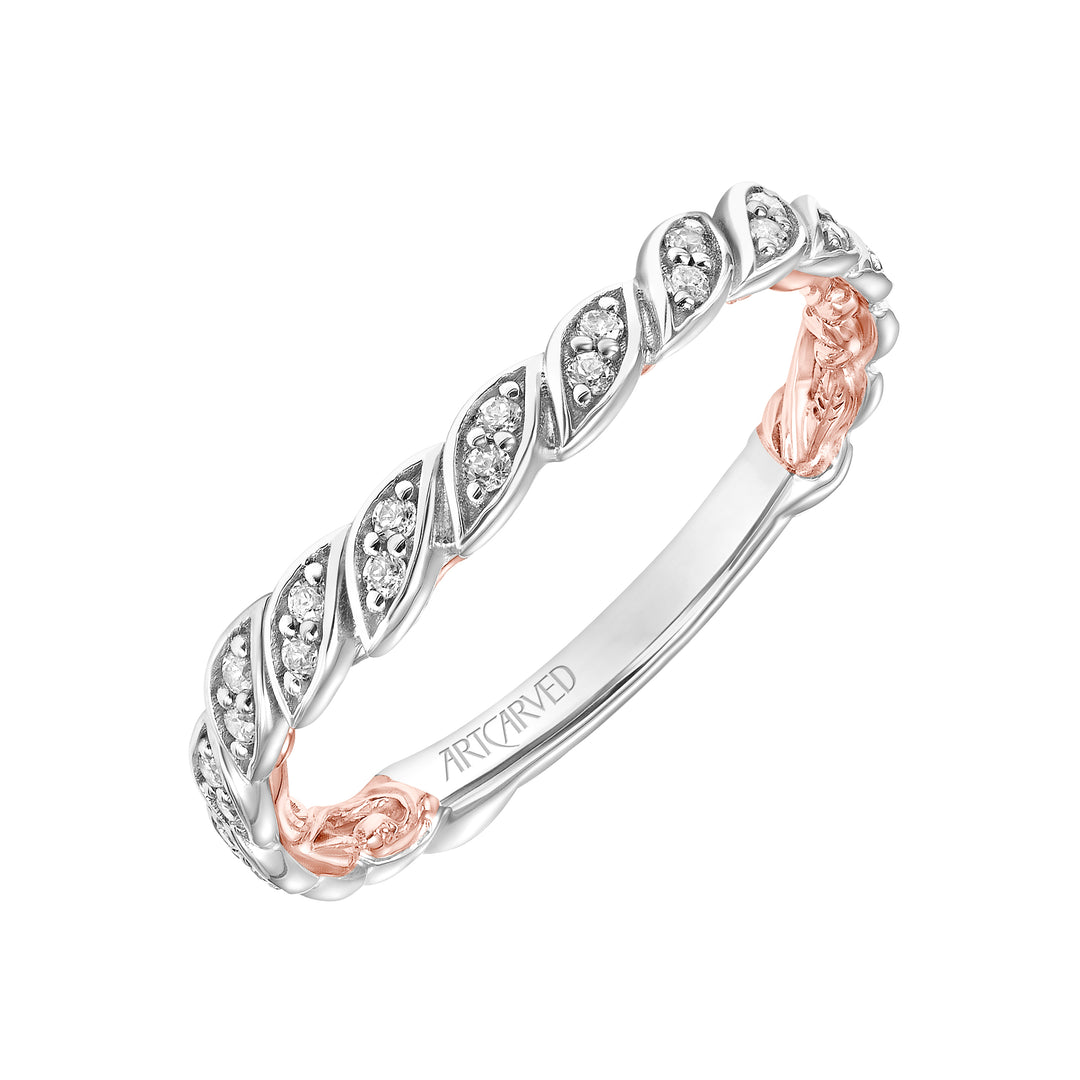 31-V918WR-L.00 - Goldman - Lyric Curved Wedding Band with Milgrain Vine Motif Diamond Accents