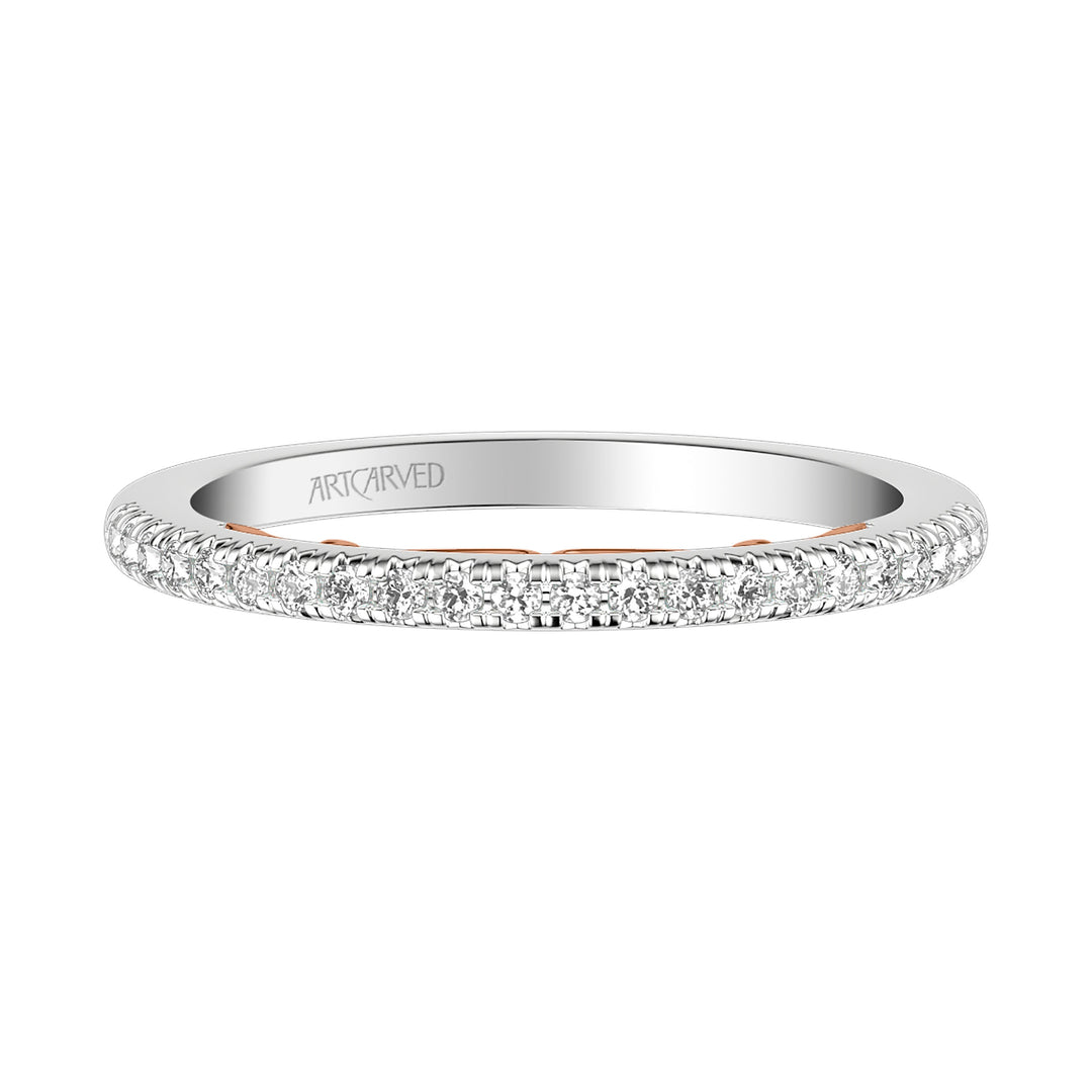 Lyric Diamond Wedding Band with Inner Carved details