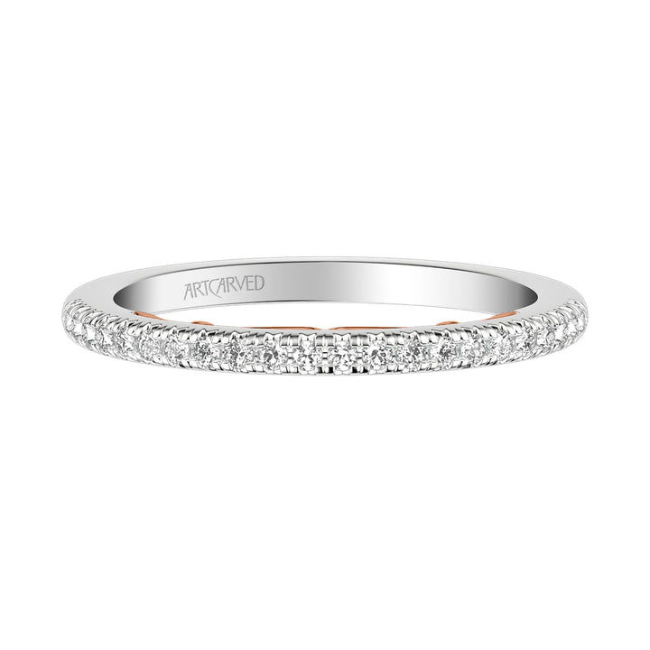 Lyric Diamond Wedding Band with Inner Carved details