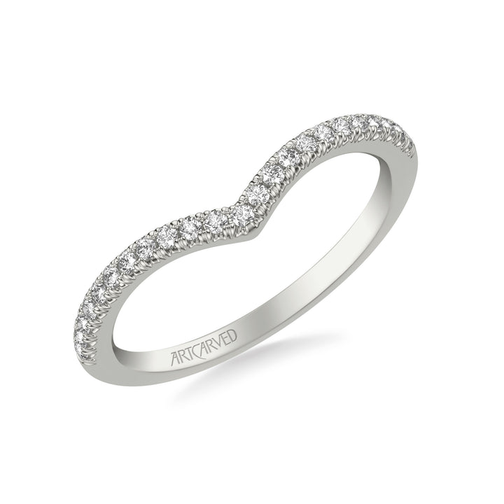 Classic Curved Wedding Band with Round Diamonds