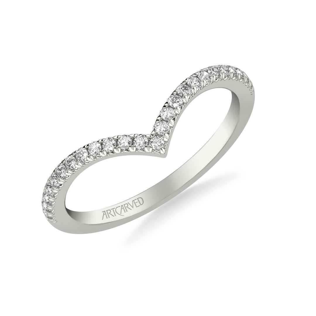 Classic Curved Wedding Band with Round Diamonds
