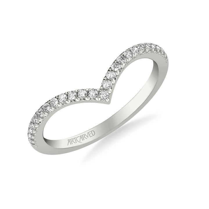 Classic Curved Wedding Band with Round Diamonds