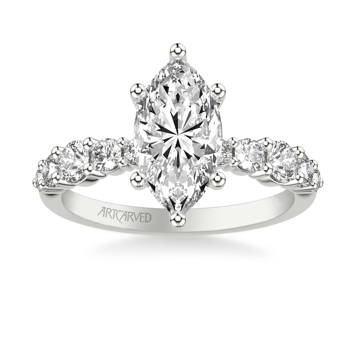 Classic Engagement Ring with Graduated Round Prong Set Diamond shank