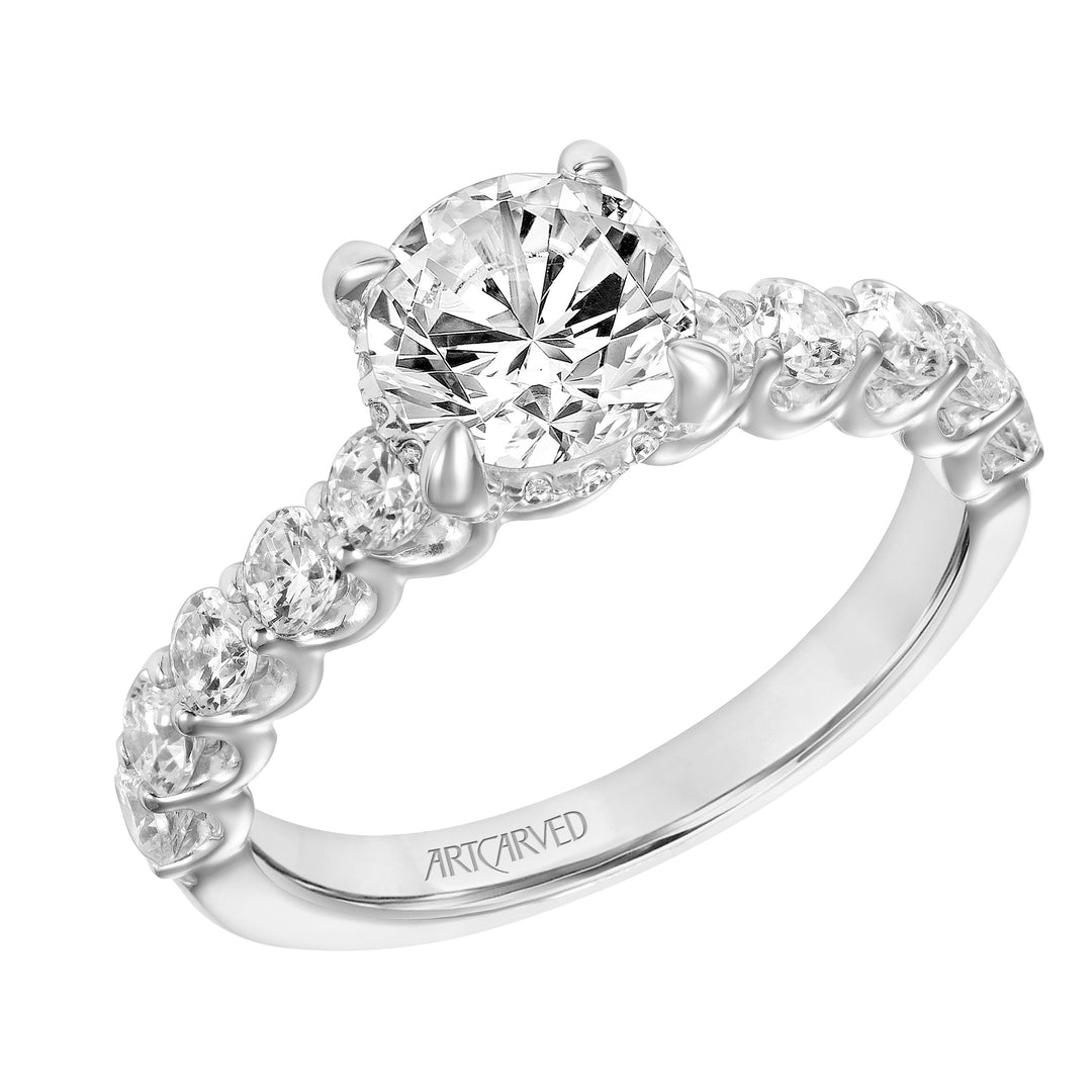 Diamond Engagement Ring with U-Shaped Diamond setting