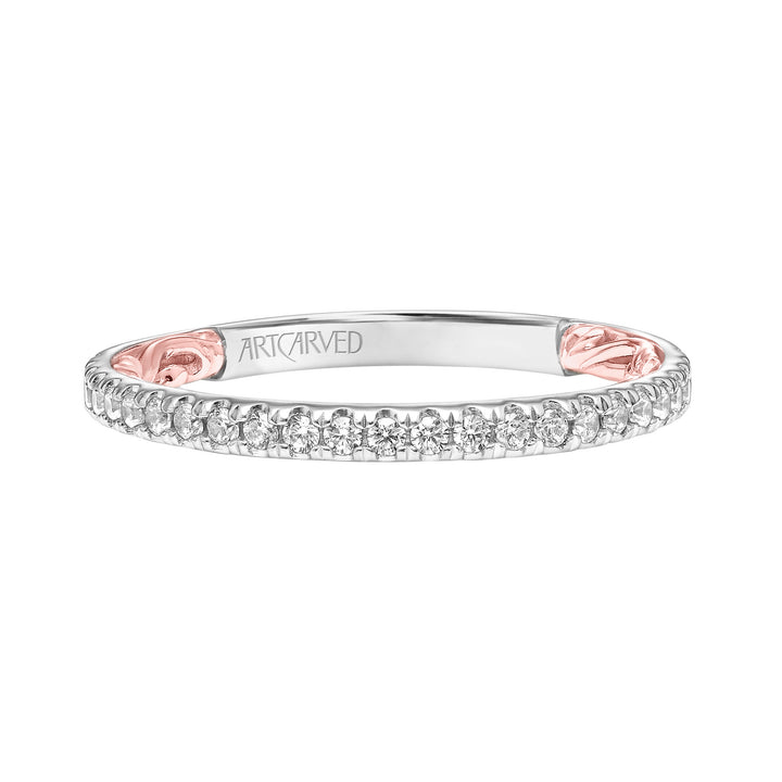 Lyric Diamond Wedding Band with Inner Carved details