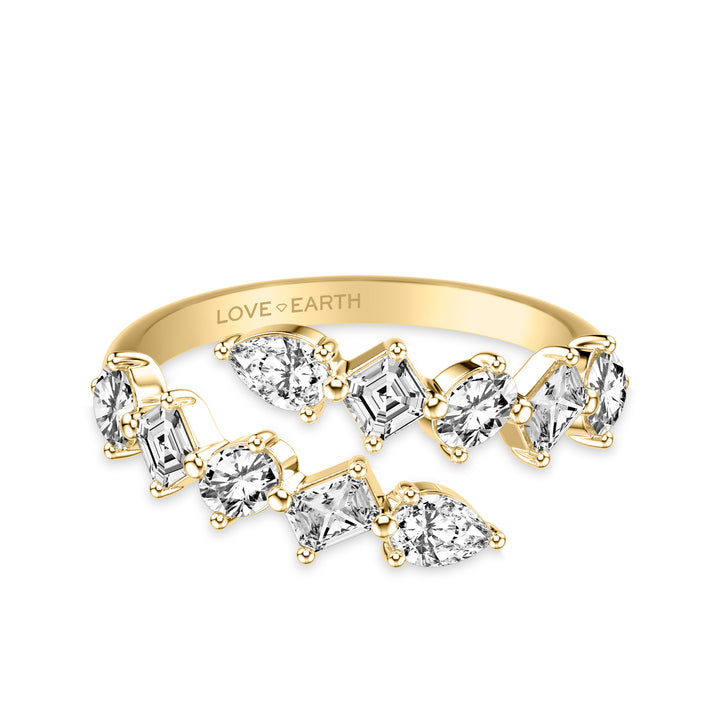 Lab-Created Diamond Mixed Pear &  Asscher &  Oval &  Emerald &  and Round Open Wrap Ring