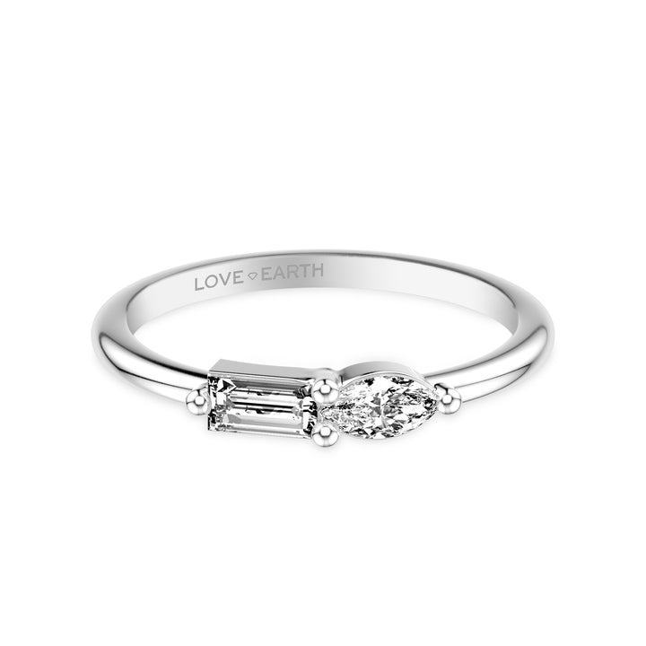 Lab-Created Diamond East/West Baguette and Marquise Two-Stone Ring