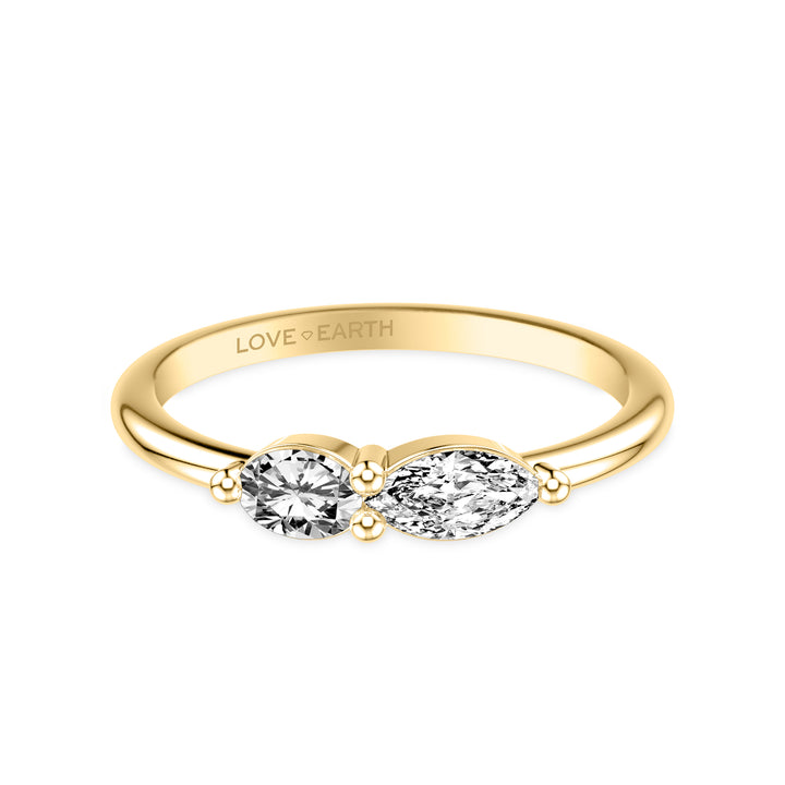 Lab-Created Diamond East/West Oval and Marquise Two-Stone Ring