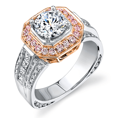 Engagement Ring in 18k Gold with Diamonds